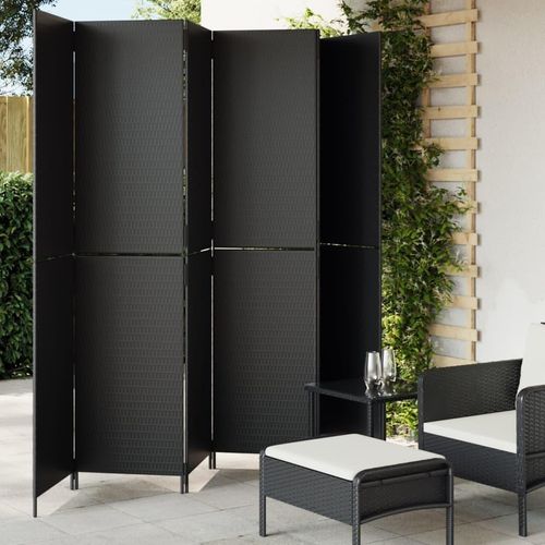 Paravent 3-Tlg. Poly Rattan Schwarz | Größe: 294 x 200 cm | Modell: Vollverflechtung