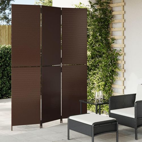 Paravent 4-Tlg. Poly Rattan Braun | Größe: 147 x 200 cm | Modell: Vollverflechtung