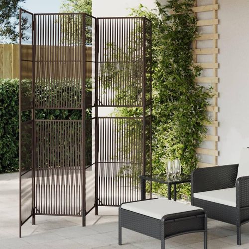 Paravent 4-Tlg. Poly Rattan Braun | Größe: 245 x 200 cm | Modell: Linie weben