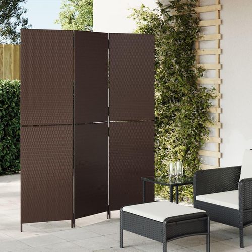 Paravent 4-Tlg. Poly Rattan Braun | Größe: 147 x 180 cm | Modell: Vollverflechtung