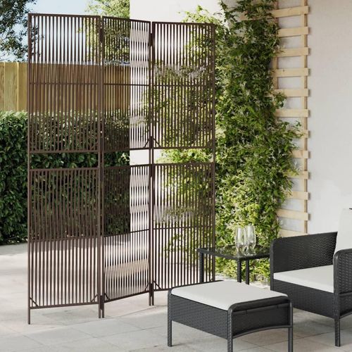 Paravent 4-Tlg. Poly Rattan Braun | Größe: 147 x 200 cm | Modell: Linie weben