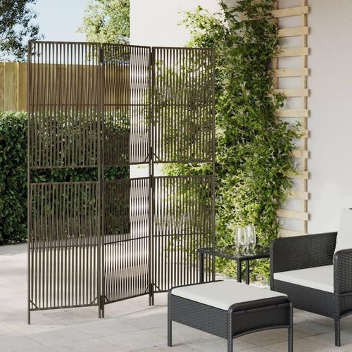 Paravent 3-Tlg. Poly Rattan Grau | Größe: 147 x 180 cm | Modell: Linie weben