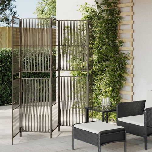 Paravent 3-Tlg. Poly Rattan Grau | Größe: 245 x 180 cm | Modell: Linie weben