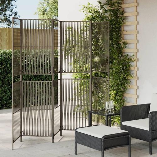 Paravent 3-Tlg. Poly Rattan Grau | Größe: 294 x 180 cm | Modell: Linie weben