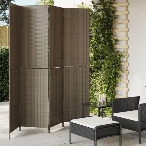 Paravent 3-Tlg. Poly Rattan Grau | Größe: 196 x 200 cm | Modell: Vollverflechtung
