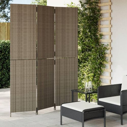 Paravent 3-Tlg. Poly Rattan Grau | Größe: 147 x 200 cm | Modell: Vollverflechtung