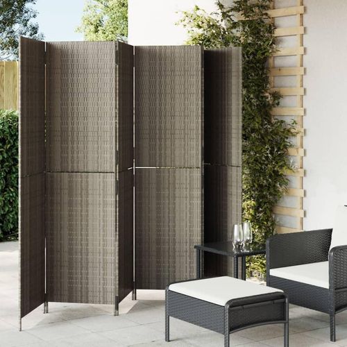 Paravent 3-Tlg. Poly Rattan Grau | Größe: 294 x 180 cm | Modell: Vollverflechtung