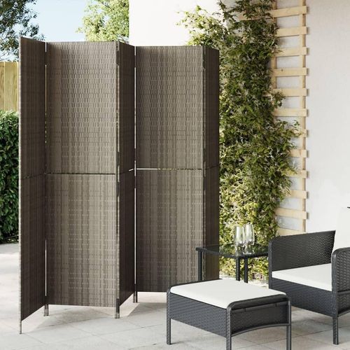 Paravent 3-Tlg. Poly Rattan Grau | Größe: 245 x 180 cm | Modell: Vollverflechtung