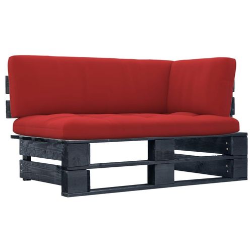 Outdoor- Paletten Kiefernholz Imprägniert Rot | Holzfarbe: Schwarz | Modell: Ecksofa