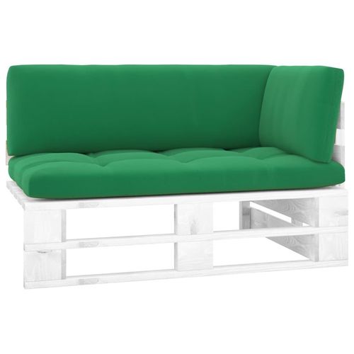 Outdoor- Paletten Kiefernholz Imprägniert Grün | Holzfarbe: Weiß | Modell: Ecksofa