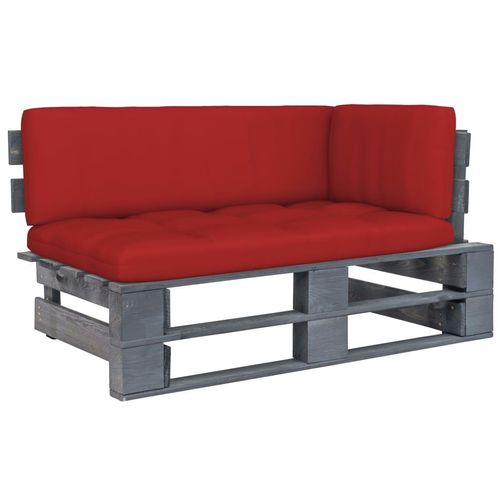 Outdoor- Paletten Kiefernholz Imprägniert Rot | Holzfarbe: Grau | Modell: Ecksofa
