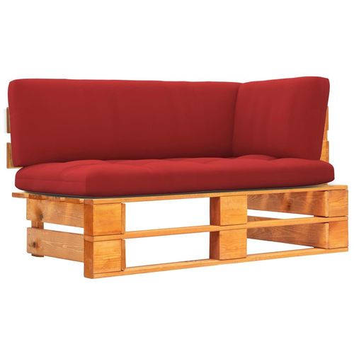 Outdoor- Paletten Kiefernholz Imprägniert Rot | Holzfarbe: Honigbraun | Modell: Ecksofa