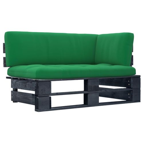 Outdoor- Paletten Kiefernholz Imprägniert Grün | Holzfarbe: Schwarz | Modell: Ecksofa