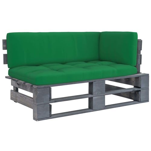 Outdoor- Paletten Kiefernholz Imprägniert Grün | Holzfarbe: Grau | Modell: Ecksofa