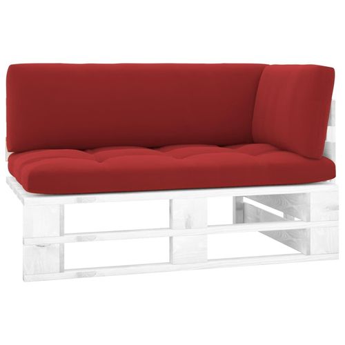 Outdoor- Paletten Kiefernholz Imprägniert Rot | Holzfarbe: Weiß | Modell: Ecksofa