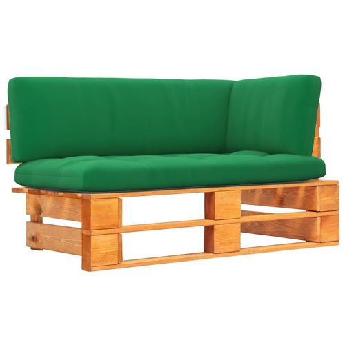 Outdoor- Paletten Kiefernholz Imprägniert Grün | Holzfarbe: Honigbraun | Modell: Ecksofa