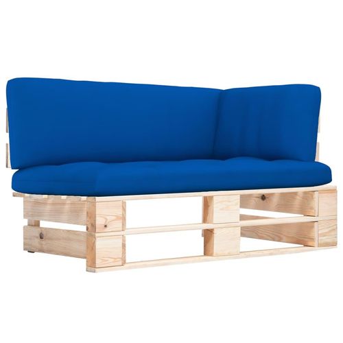 Outdoor- Paletten Kiefernholz Imprägniert Königsblau | Holzfarbe: Braun | Modell: Ecksofa