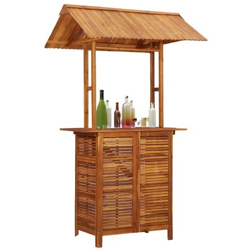 Outdoor-Bartisch Mit Dach 113X106X217 Cm Akazie Massivholz