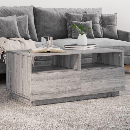 Couchtisch Mit Led-Leuchten Artisan-Eiche | Farbe: Grau Sonoma | Größe: 90 x 49 x 40 cm