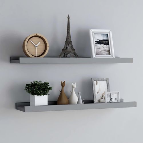 Bilderleisten 2 Stk. Mdf Grau | Größe: 80 x 9 x 3 cm