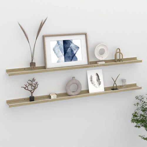 Wandregale 2 Stk. Weiß Und Sonoma-Eiche | Anzahl im Paket: 2 | Größe: 115 x 9 x 3 cm