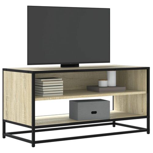 Tv-Schrank Holzwerkstoff Und Metall | Farbe: Sonoma Eiche | Größe: 91 x 40 x 46 cm