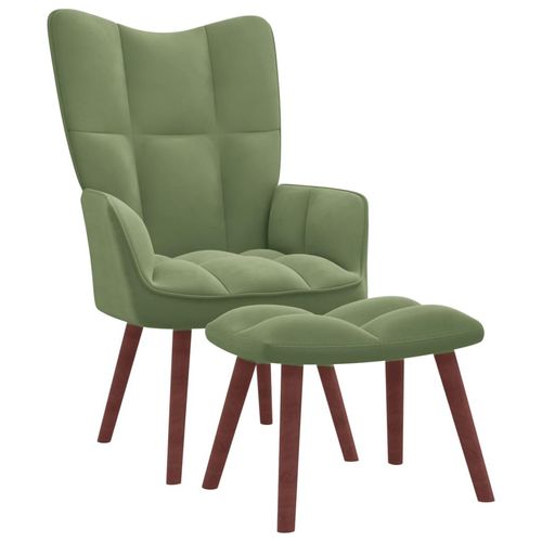 Relaxsessel Samt | Farbe: Hellgrün | Modell: Mit Fußablage