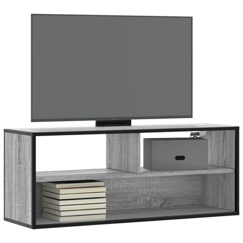 Tv-Schrank 100X31X39,5 Cm Holzwerkstoff Und Metall | Farbe: Grau Sonoma