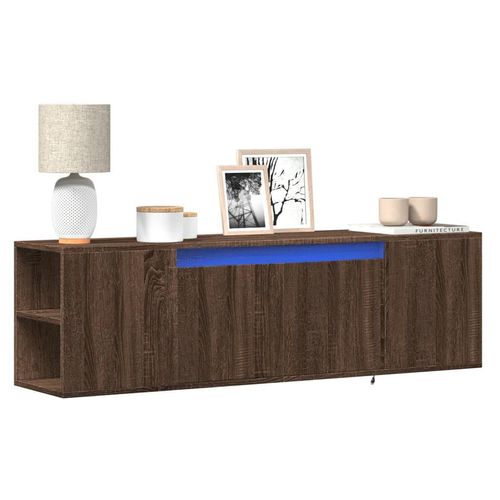 Tv-Wandschrank Mit Led-Beleuchtung 135X31X39,5 Cm | Farbe: Braune Eiche | Größe: 135 x 31 x 39.5 cm
