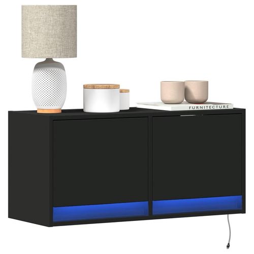 Tv-Wandschrank Mit Led-Beleuchtung | Farbe: Schwarz | Größe: 80 x 31 x 38 cm