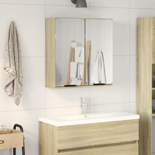 Bad-Spiegelschrank Sonoma-Eiche 64,5X20X66,5 Cm Holzwerkstoff | Farbe: Sonoma Eiche