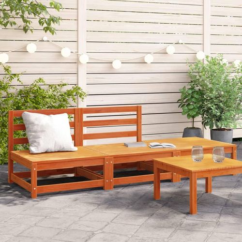 Garten-Ecksofas 2 Stk. 70X70X67 Cm Massivholz Douglasie | Farbe: Braune Kiefer | Modell: 2x chair + footrest