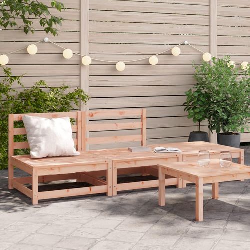 Garten-Ecksofas 2 Stk. 70X70X67 Cm Massivholz Douglasie | Farbe: Natürliches Douglasie | Modell: 2x chair + footrest