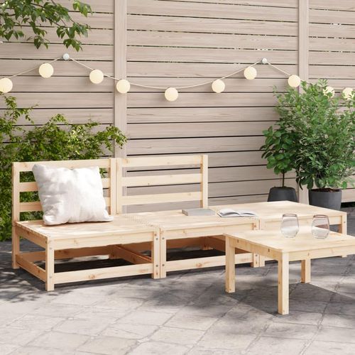 Garten-Ecksofas 2 Stk. 70X70X67 Cm Massivholz Douglasie | Farbe: Natürliche Kiefer | Modell: 2x chair + footrest