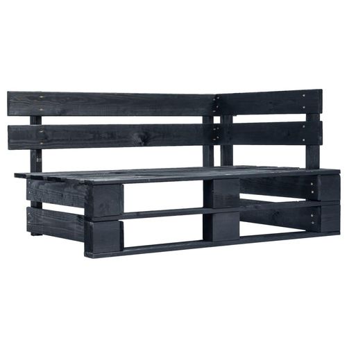 Outdoor-Eckbank Paletten Holz | Farbe: Schwarz