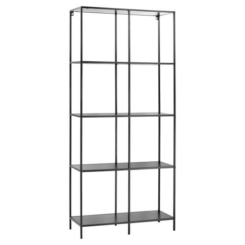 H&S Collection Wandregal Mit 4 Böden Natur Und Schwarz | Farbe: Schwarz | Größe: 78 x 30 x 170 cm