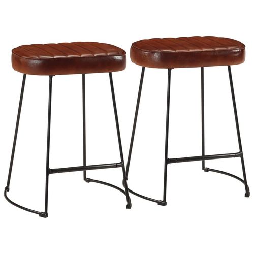 Barhocker 2 Stk. Dunkelbraun | Größe: 40 x 29.5 x 53 cm | Material: Leder