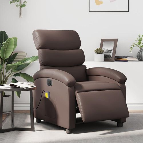 Relaxsessel Kunstleder Braun | Mit Massage: Ja | Modell: Elektrisches Neigungssystem