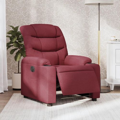 Relaxsessel Elektrisch Weinrot Stoff Taupe