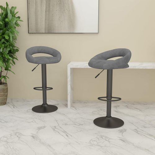 Barhocker 2 Stk. Samt | Farbe: Hellgrau