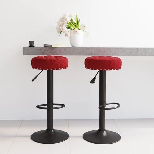 Barhocker 2 Stk. Samt | Farbe: Weinrot