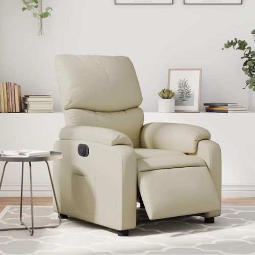 Relaxsessel Kunstleder Creme | Mit Massage: Nein | Modell: Elektrisches Neigungssystem