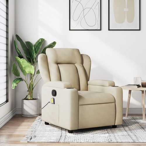 Relaxsessel Stoff Creme | Mit Massage: Ja | Modell: Manuelles Neigesystem