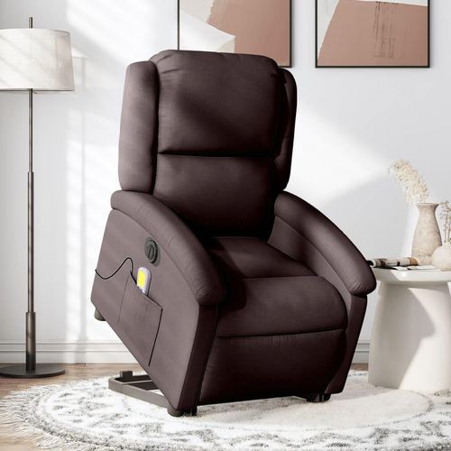Relaxsessel Mit Aufstehhilfe Elektrisch Stoff Dunkelbraun | Mit Massage: Ja | Modell: Elektrisches Neigungssystem