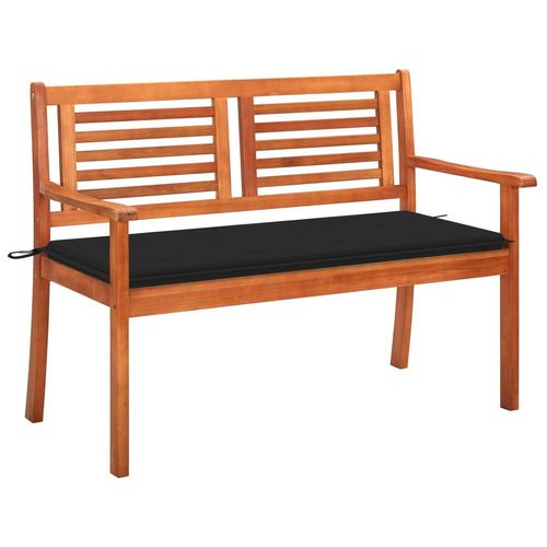 2-Sitzer-Gartenbank Mit Auflage Massivholz Eukalyptus | Farbe: Schwarz | Größe: 120 cm