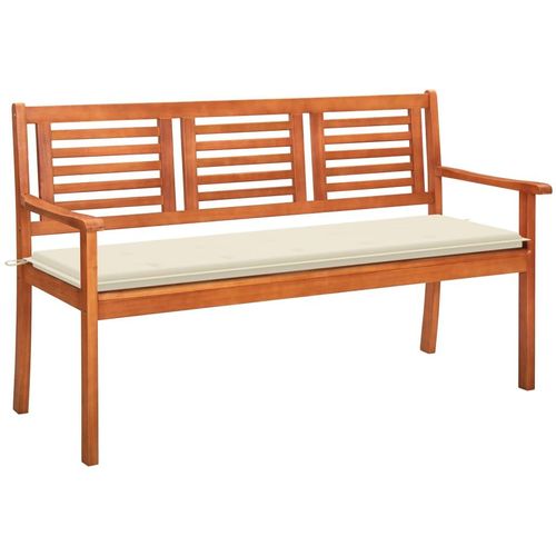 2-Sitzer-Gartenbank Mit Auflage Massivholz Eukalyptus | Farbe: Creme | Größe: 150 cm