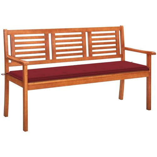2-Sitzer-Gartenbank Mit Auflage Massivholz Eukalyptus | Farbe: Weinrot | Größe: 150 cm