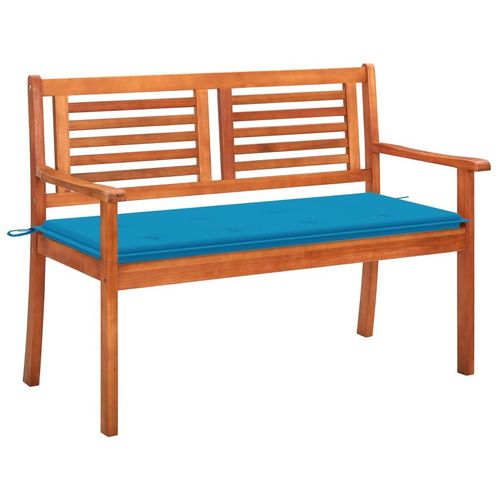 2-Sitzer-Gartenbank Mit Auflage Massivholz Eukalyptus | Farbe: Blau | Größe: 120 cm