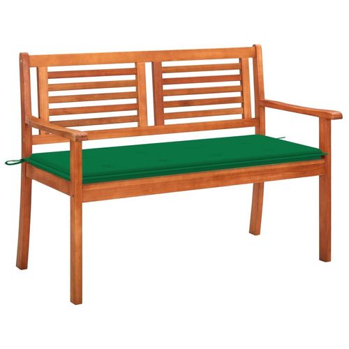 2-Sitzer-Gartenbank Mit Auflage Massivholz Eukalyptus | Farbe: Grün | Größe: 120 cm