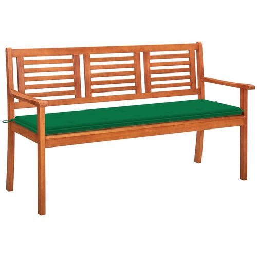 2-Sitzer-Gartenbank Mit Auflage Massivholz Eukalyptus | Farbe: Grün | Größe: 150 cm
